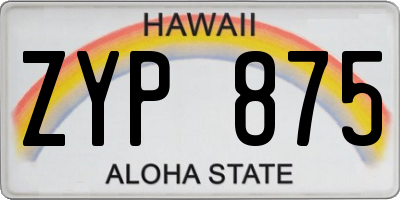 HI license plate ZYP875