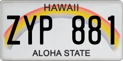 HI license plate ZYP881
