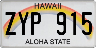 HI license plate ZYP915
