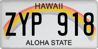 HI license plate ZYP918