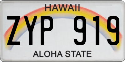 HI license plate ZYP919
