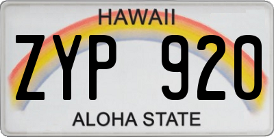 HI license plate ZYP920