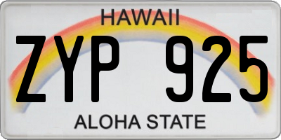 HI license plate ZYP925