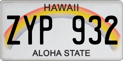 HI license plate ZYP932