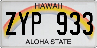 HI license plate ZYP933