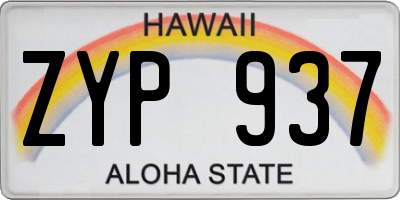 HI license plate ZYP937