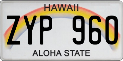 HI license plate ZYP960