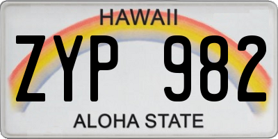 HI license plate ZYP982