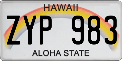 HI license plate ZYP983