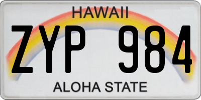 HI license plate ZYP984