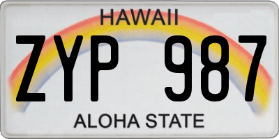 HI license plate ZYP987