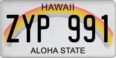 HI license plate ZYP991