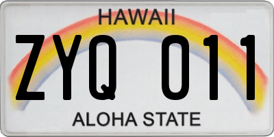 HI license plate ZYQ011