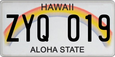 HI license plate ZYQ019