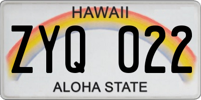 HI license plate ZYQ022