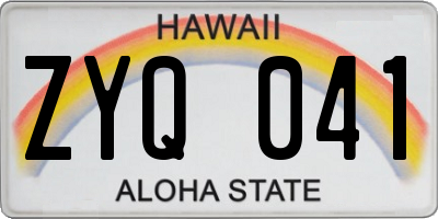 HI license plate ZYQ041