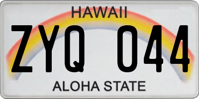 HI license plate ZYQ044