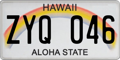 HI license plate ZYQ046
