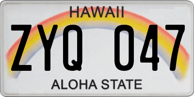 HI license plate ZYQ047