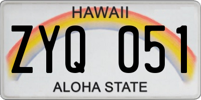 HI license plate ZYQ051