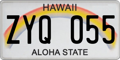 HI license plate ZYQ055