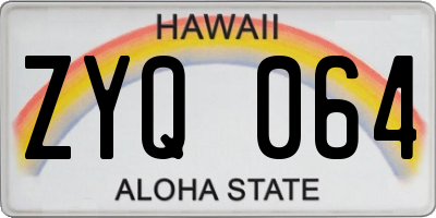 HI license plate ZYQ064