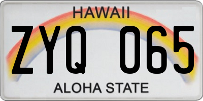 HI license plate ZYQ065