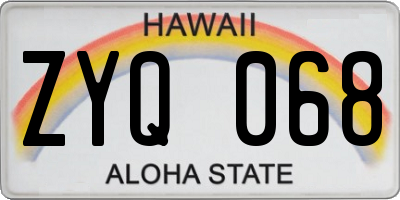 HI license plate ZYQ068
