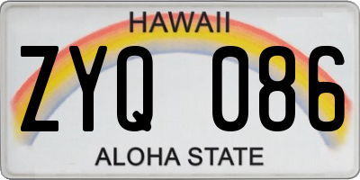 HI license plate ZYQ086