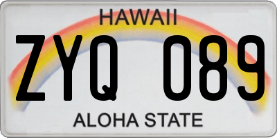HI license plate ZYQ089