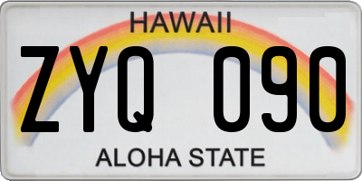 HI license plate ZYQ090