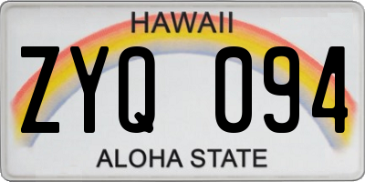 HI license plate ZYQ094
