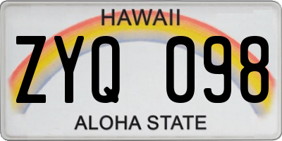 HI license plate ZYQ098