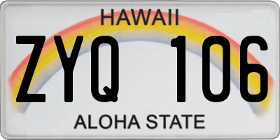 HI license plate ZYQ106