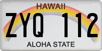 HI license plate ZYQ112
