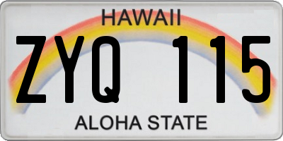HI license plate ZYQ115