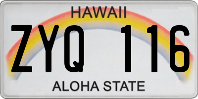 HI license plate ZYQ116