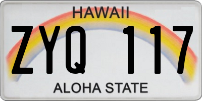 HI license plate ZYQ117
