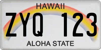 HI license plate ZYQ123