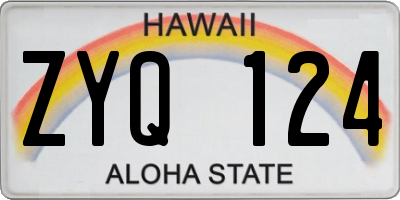 HI license plate ZYQ124