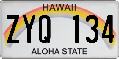 HI license plate ZYQ134