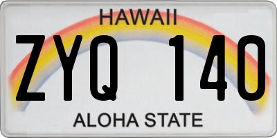 HI license plate ZYQ140