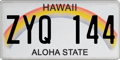 HI license plate ZYQ144