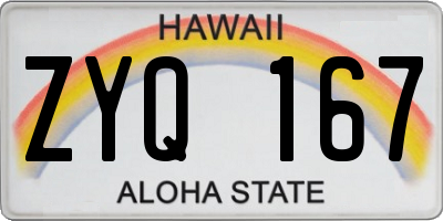 HI license plate ZYQ167