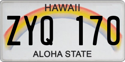 HI license plate ZYQ170