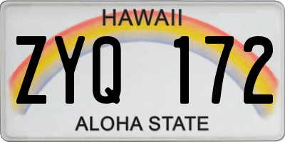 HI license plate ZYQ172
