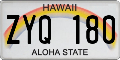 HI license plate ZYQ180