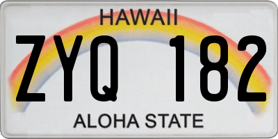 HI license plate ZYQ182