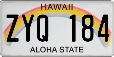 HI license plate ZYQ184