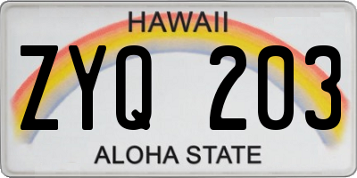 HI license plate ZYQ203